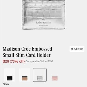Kate Spade Metallic Silver Card Holder